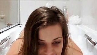 Ebony girl showers her big ass amp masturbating