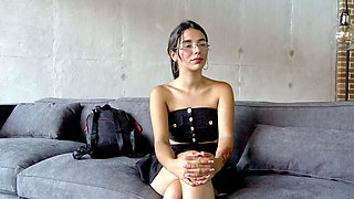 Nerdy latina teen gets freaky at casting