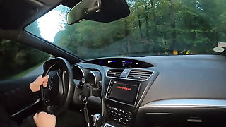 Amateur MILF Threesome in Car - German Cougars Pegging Rideshare Driver