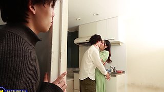 Ayumu has a shower and gives a blowjob to her lover.