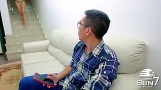 The Asian dude helped the lady who was lost and received his salary with a bunch of caboose, only ass fucking with the lost lady