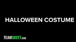 Sera Ryder's Slutty Halloween Costume: Cute Teen Rides Step Daddy's Big Cock - Rough Doggy Style & Deep Throat