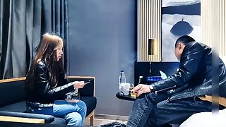 Amateur asian teen licks ass and sucks cock