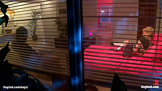 Masked inruder ties and fucks student