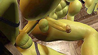 Car Toon - Orc Dick Girl Rides Dick As Another Masturbates