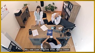 Mina K seduced loan manager & won the Euro jackpot with her shaved pussy