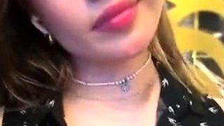 Cute curly brunette solo webcam masturbation