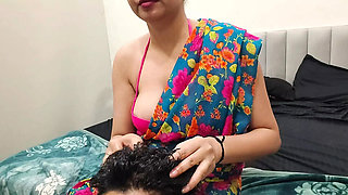 Desi Stepmom Gives Stepson a Sexy Massage - Hindi Dirty Talk & Hot Bathroom Action