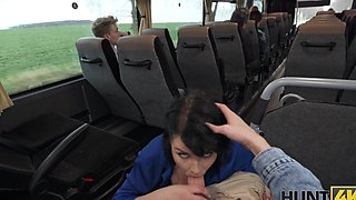 Charlie Dean and Federika try to fuck on a bus in a daring public spot