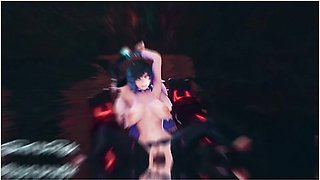 Animated ecstasy as she pleasures herself to the hilt over cartoon soldiers