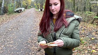 Public pickup and creampie the girl outdoors. leokleo