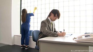 Japan hottie loves teasing her step son with handjob