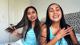 Thai lesbian MILF GFs big ass strapon