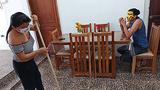 Juan and  Stela the employe, fuck in the house, being unfaithful to the woman.