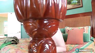 Redhead BBW chick Micky Bells is touching her nice shaved pussy