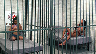 Trio sex in a prison cell with Holly Hendrix and Nia Nacci