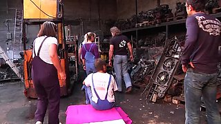 German Retro Car Park Sex - Blonde Annette Liselotte with Big Natural Tits Gets Pack Shagging