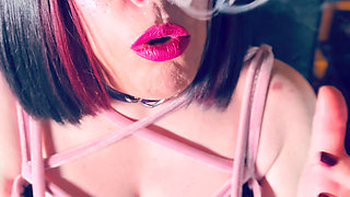 Cute Goth Tina Snua Tip To Tails 2 Cigarettes - Chain Smoking BBW Emo - OMI OME Snap Inhales Drifts