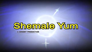 Stimulating shemale pulls her panties down to play with herself
