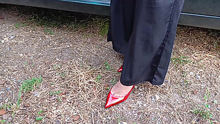 Secretary Gets Excited in Her Car by Pumping Pedals and Ends up with a Big Squirt From Masturbation