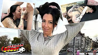 Inked German Cougar Sara Deluxe with Big Ass First Time Casting Fuck after Pi...