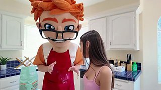 Eva Generosi Blowjob and Facial in Kitchen - Petite Teen Gets Cum on Face
