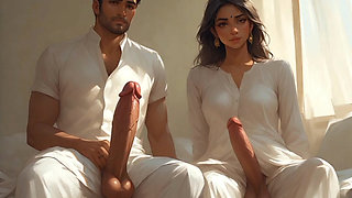 Old Father in law and step son hardcore sex with her step daughter Tejaswini bhabhi thresome and foursome gangbang video