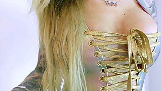 Blonde Solo Sexy Lingerie And Stockings