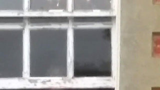 Tits in Hotel Window Very Public Julie Cunningham Flashing Huge Natural 38F Tits