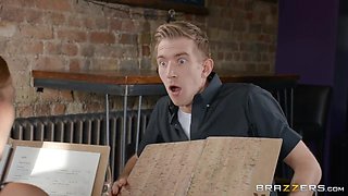 Blonde Georgie Lyall fucked in public WC room - Cumshot, cum on face