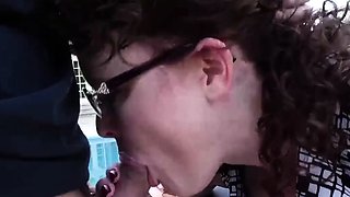 Chubby Redhead Milf Gets Fucked Outside By The Pool