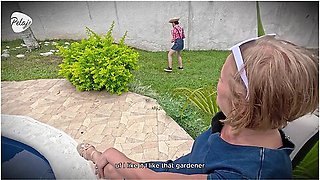 Grandma Has Bad Intentions And Convinces Gardener To Let Her Fuck Him In The Ass With The Strap-on