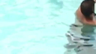 Boy films shameless friends naked in the pool