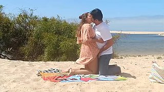 DreamStudioCouple Beach Sex - Big Natural Tits Amateur Blowjob & Cumshot Outdoor