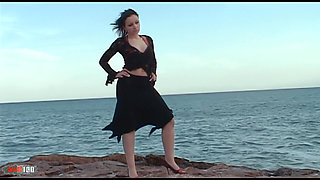 Krystal Wallas: Lovely Petite M�tis Krystal Doing a Hot Striptease in the Rocks