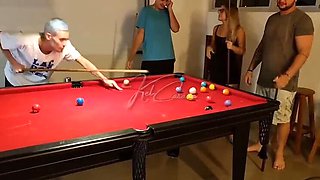 Amateur Latina MILFs Learn Pool and Get Dick in Group Sex
