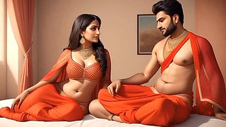 Indian aunt, cartoon fantasy, school