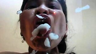 Filipina Girl Gina Jones Licking Up My Cum.