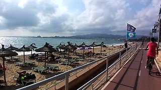 Flashing Hairy Pussy by Taking Off Panties at the Beach Suns