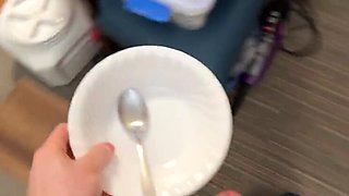 Amateur MILF Gets Huge Facial Cumshot While Eating Vegan Thai Food - Surprise Facial!