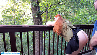 Sneaking Risky Public Trail Sex with a Redhead with Pigtails