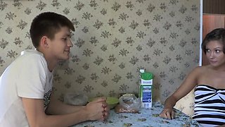 Frisky young russian brunette Barran getting fucked