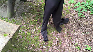 Ass, tits and pussy whipping on the barbecue area