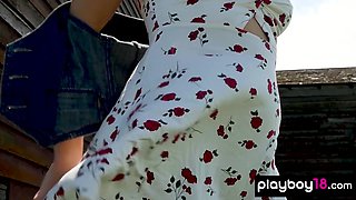 Lovely nude blonde MILF introduced pussy