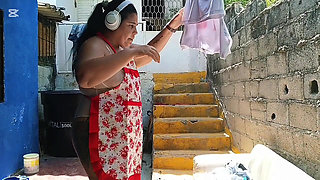 The very sexy Latina maid ended up getting fucked with my big cock. She screams that it hurts, but she likes to feel my cock in her vagina.