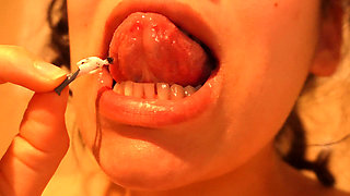Giantess Stepsister Is Very Hungry so She Eats Tiny Stepbrother Then Takes a Shower