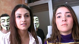 Group sex hardcore double blowjob swallowing cum