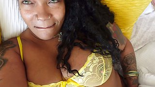 Big natural tits ebony beauty gets internal cum in wet pussy