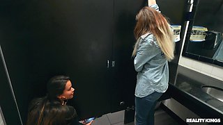 Anya Olsen's Blonde Temptation in a Sneaky Bathroom Affair