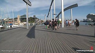 Ginger slut deep throat fucked outdoor